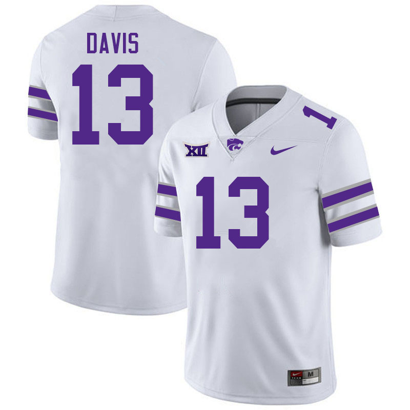 Kansas State Wildcats #13 Andre Davis College Football Jerseys Stitched-White